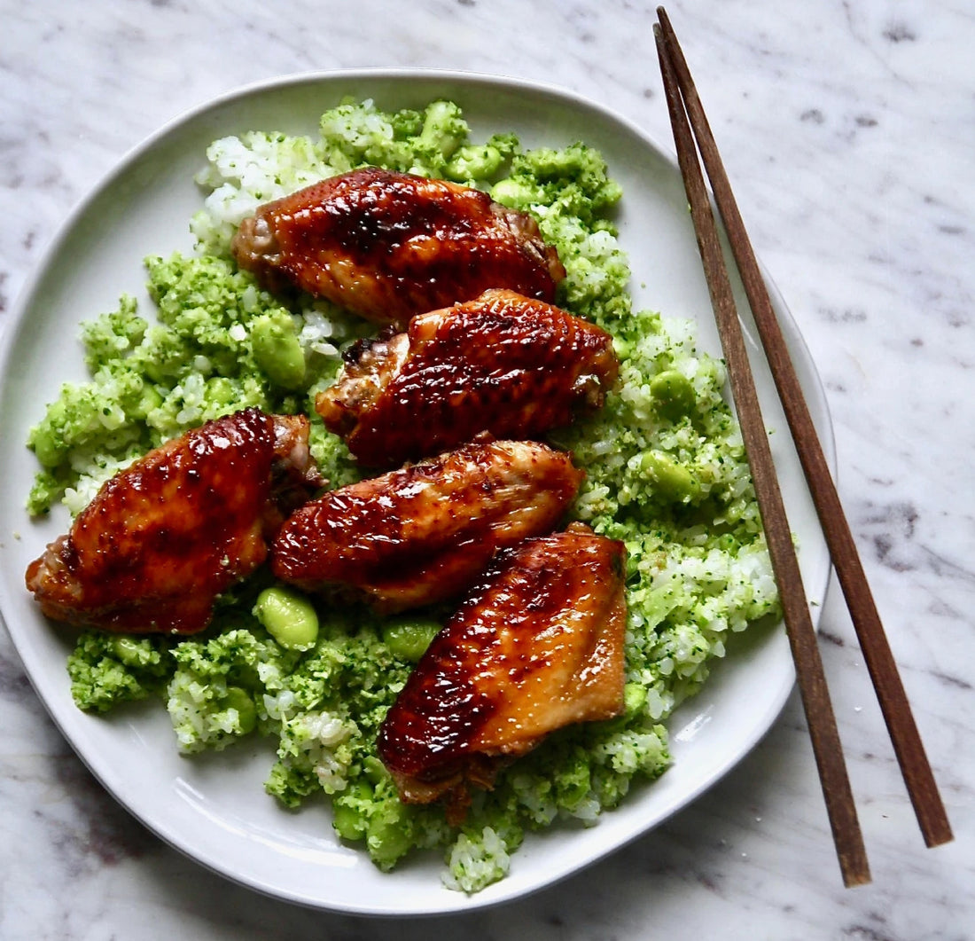 Wings & Broccoli Edamame Rice